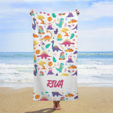 Schön Dinosaurier Vulkan Wiederholen Brauch Strand Handtuch